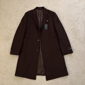 Lauren Ralph Lauren Wool Cashmere Luther Top Overcoat Wine Notch Lapel Mens 42L